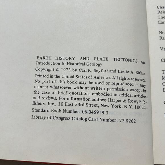 Earth History and Plate Tectonics, Seyfert and Sirkin, 1973, Orange Hardcover - Picture 4 of 15